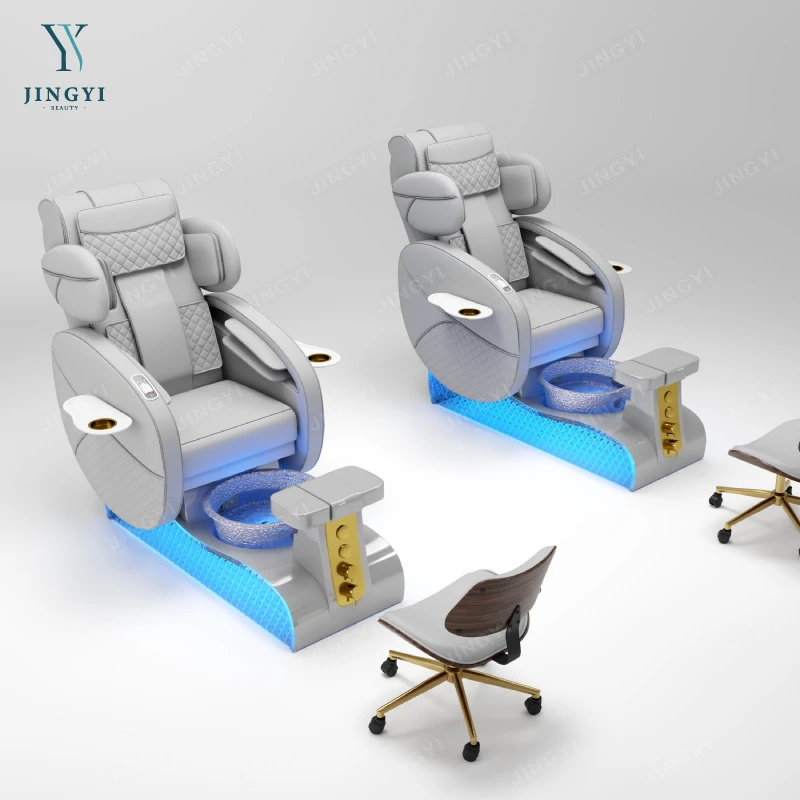 Top Seller Multi Function Rotated Wooden Pedicure Bowl Chair Foot Spa Massage Customized Nail Salon Furniture