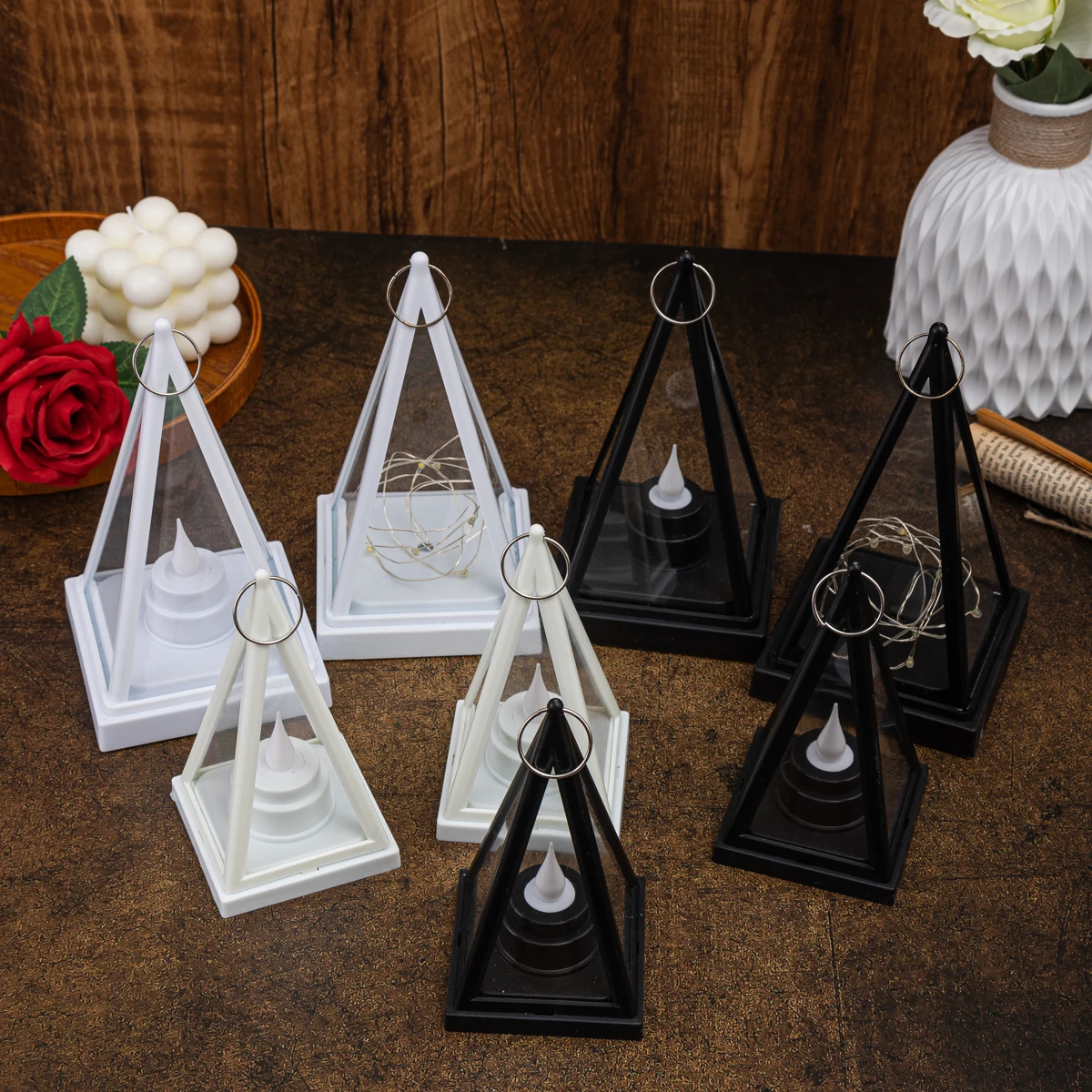 product plastic sized triangular flameless led candles can be customized with light strings for holiday and christmas decor home decor-29