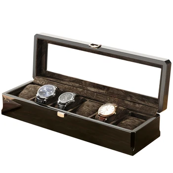 Melancy wooden watch box customs logo uhrenbeweger 6 uhren gift box jewellery watch box with velvet pillow