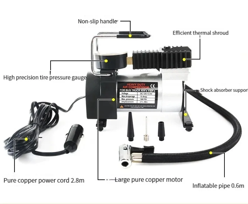 Metal Electric Portable Tyre Inflators Mini dc 12v Car Tire Inflator Air Compressor Pump Tire Inflators