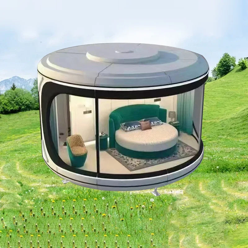 Tiny Prefab Movable Cabin Space Capsule Prefabricated Mini Round Glass Container House