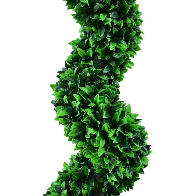 Artificial Boxwood Topiary Spiral Tree Faux Greenery Plants Plastic Flower Pot Decorative Trees for Home Office Indoor Outdoor