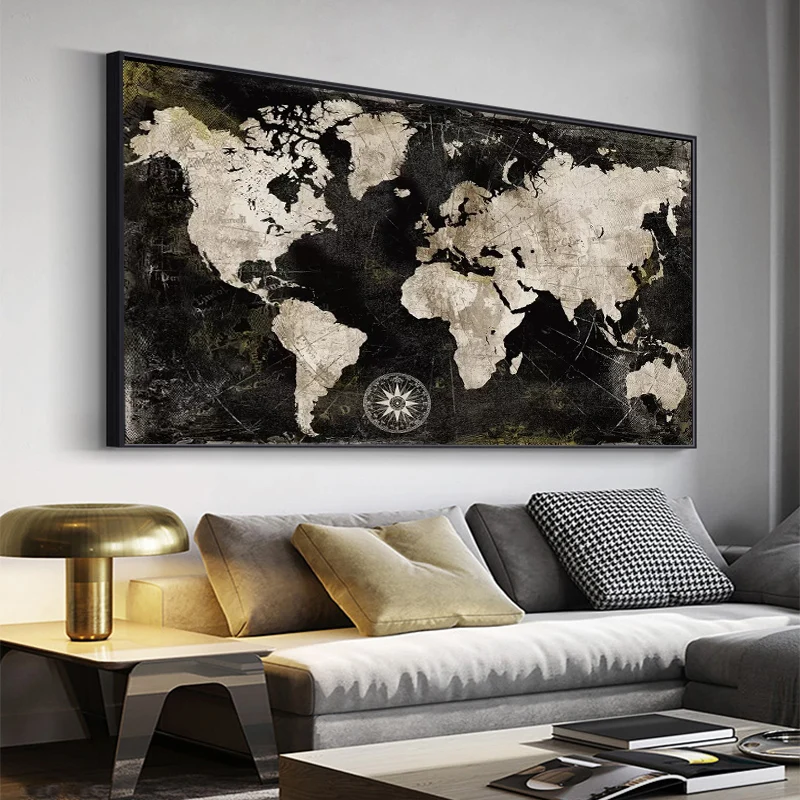 Vintage World Map Canvas Painting Printing Poster Earth Wall Pictures for Living Room Modern Nordic Decoration Art Home Decor