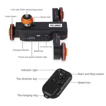 YELANGU L4X-BE Camera Video Track Dolly Motorized Electric Slider Dolly for Smart Phone Camera Camera Slider Dolly Car detail image