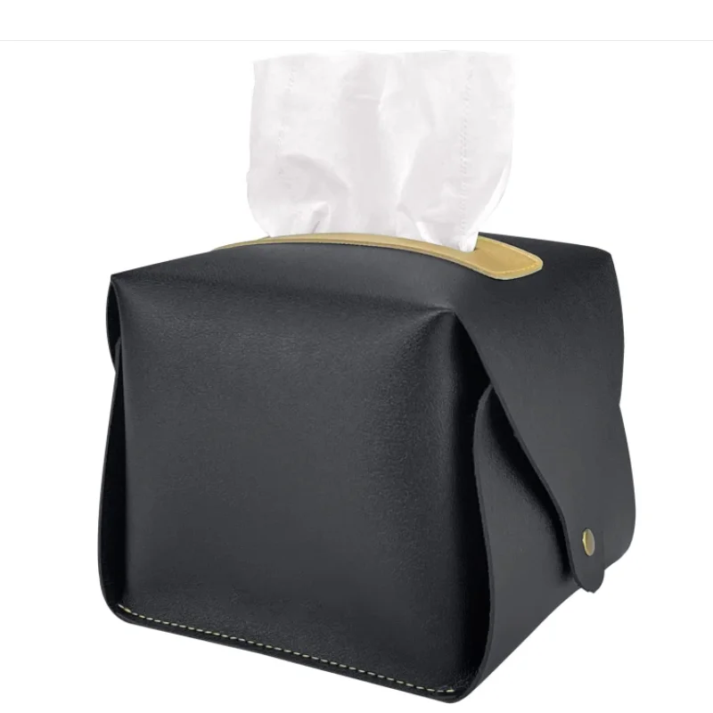 Современный квадратный держатель из искусственной кожи для салфеток декоративный держатель-органайзер