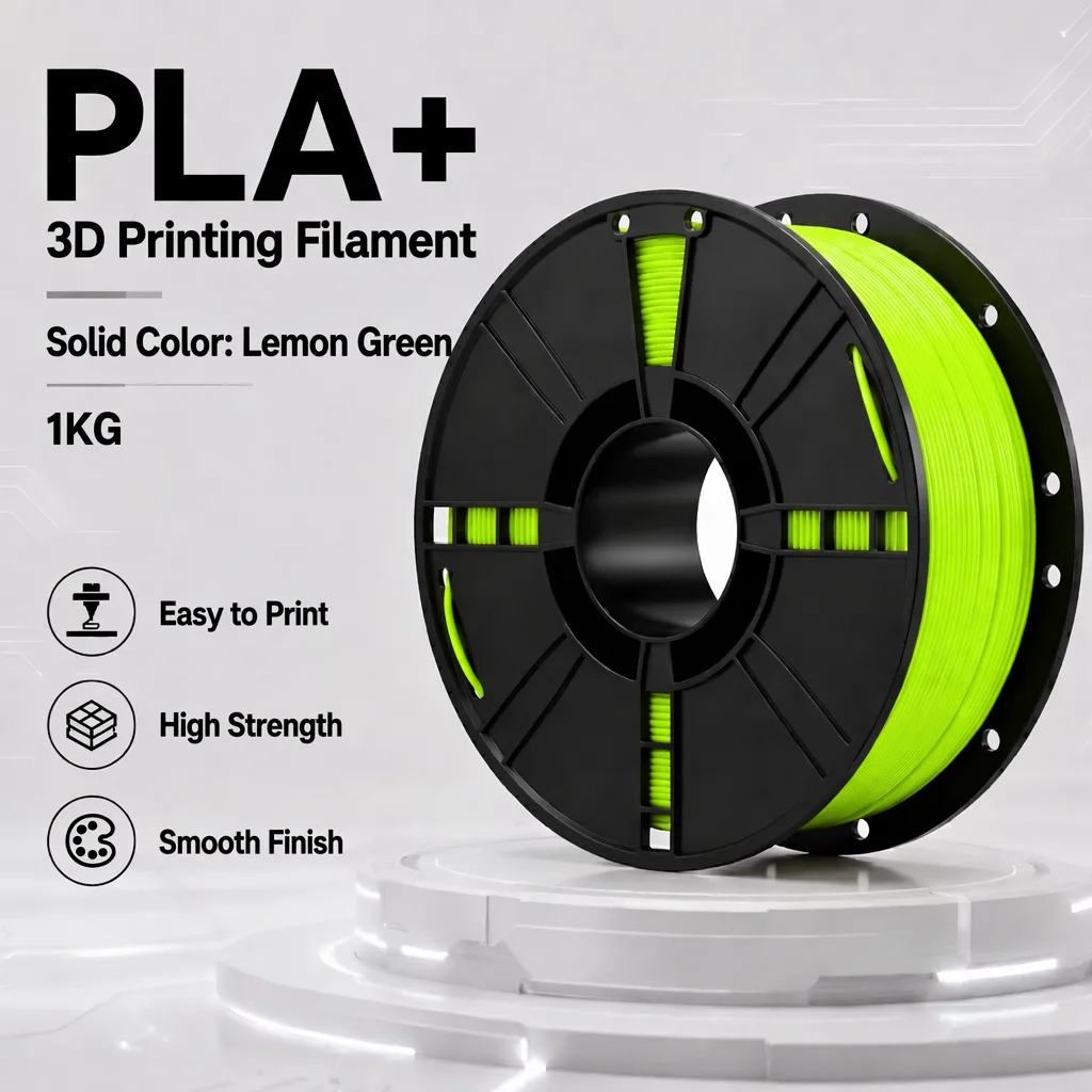 Custom Lemon Green PLA+ Filament 1.75mm OEM ODM PLA Plus 3D Printer Consumables 1kg Private Label Service Moulding