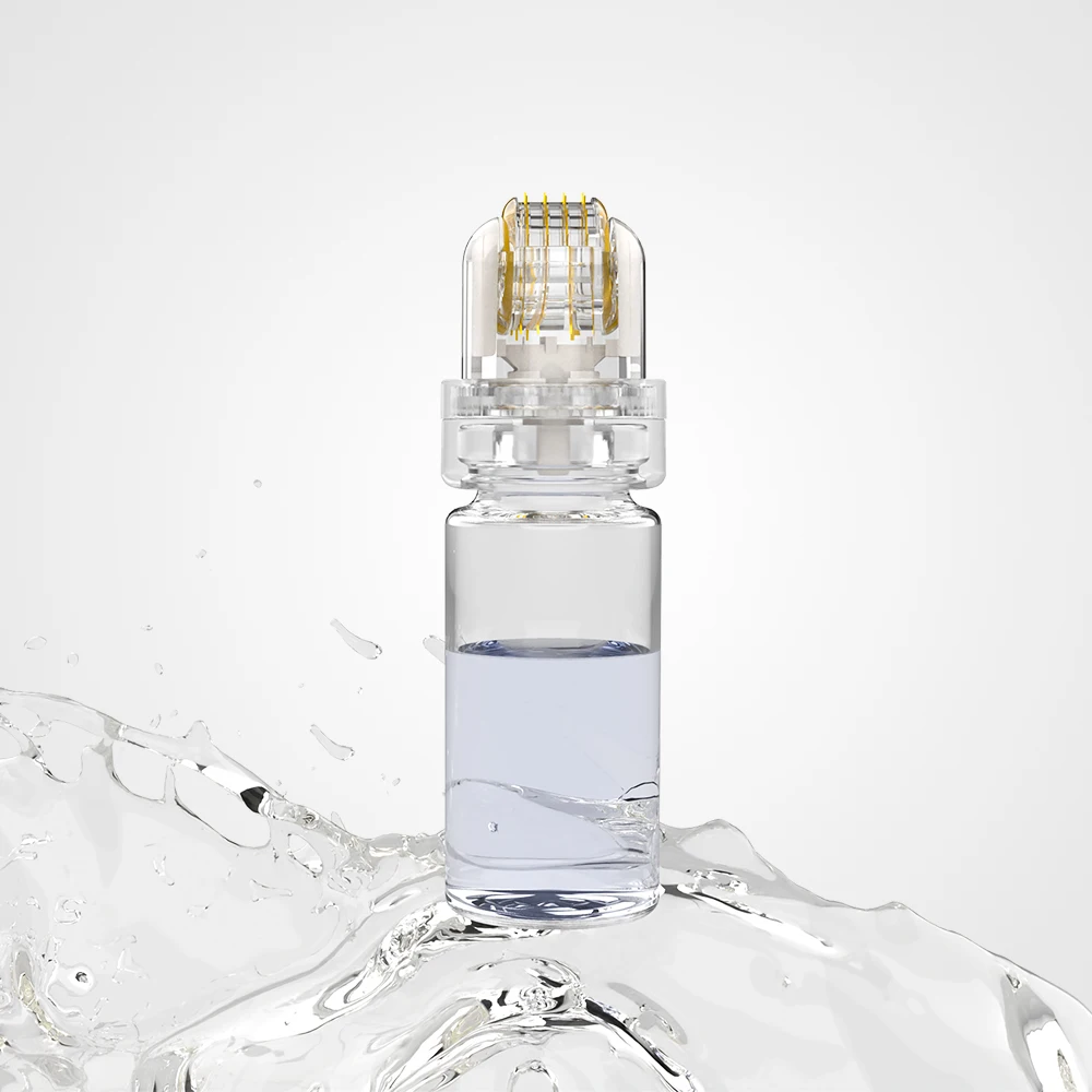 Vesta новая титановая микроигла гидравлический ролик 64 золотые наконечники Derma Roller Bottle