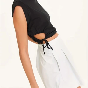 Summer Women's All-Match Fashionable Breathable Slim Fit Sleeveless Waist Drawstring T-Shirt with Plain Dyed Solid Color Neck