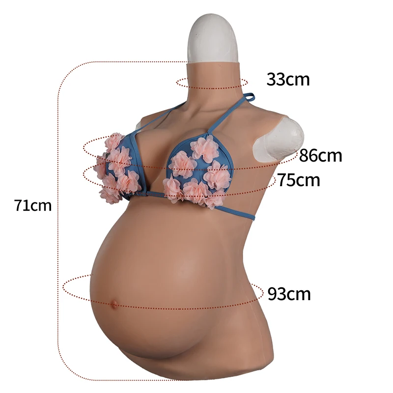 Skinless Silicone Breast Form Lightweight Real Month Silk Cotton Filling False Pregnancy Belly Photo Performance Props