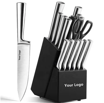Professional Self Sharpening Wooden Block German Stainless Steel Chef Cooking Kitchen Knife Set