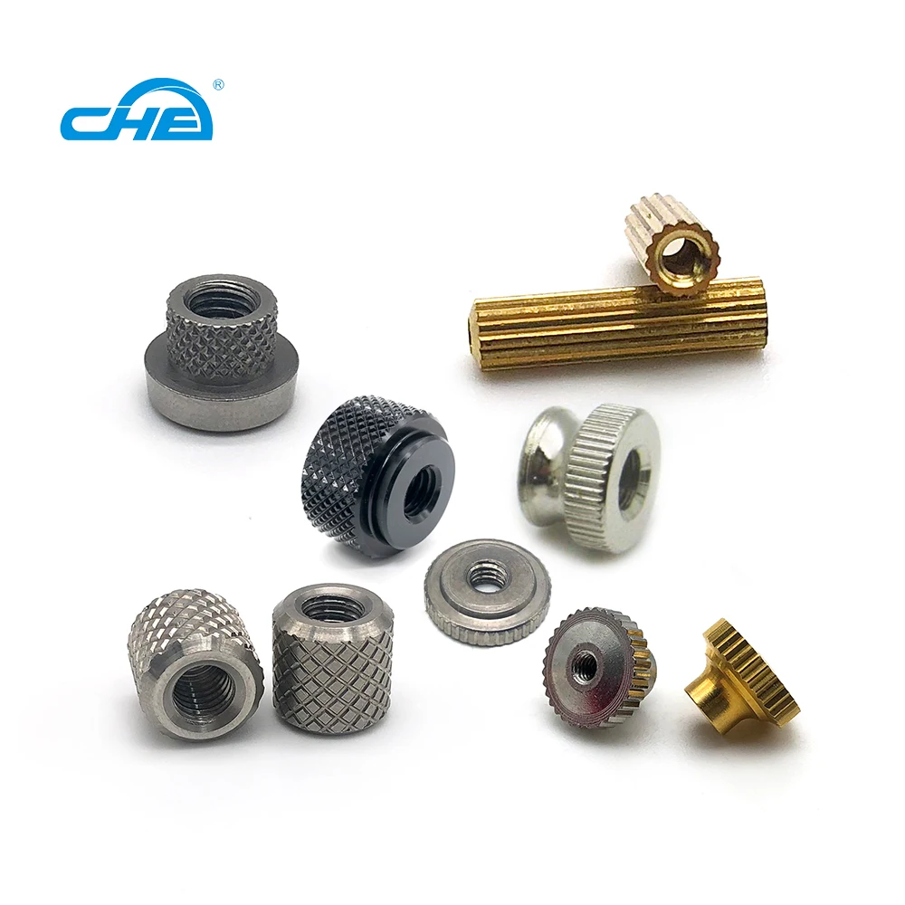brass knurl inset nuts CNC Machining Black Anodized Aluminum Stainless Steel Round Coupling Knurled Nut threaded M6 M8 Thumb Nut