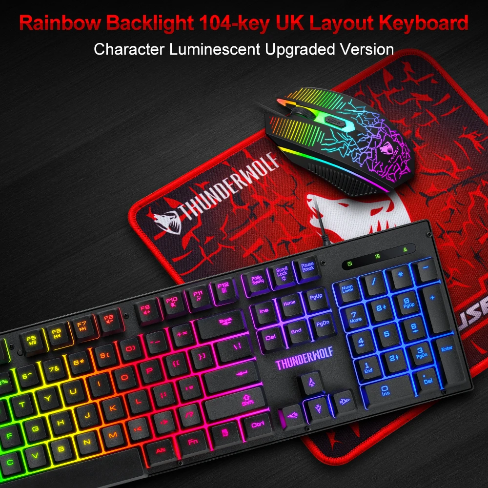 3 in 1 SET 104 Keys RGB USB Wired Gaming Keyboard and Mouse Combos With Mouse Pad aperçu 4