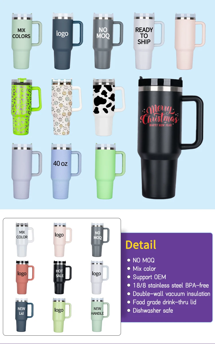 40oz Tumbler With Handle Sublimation Quencher Adventure H2.0 Flowstate Tumbler 40oz Leopard