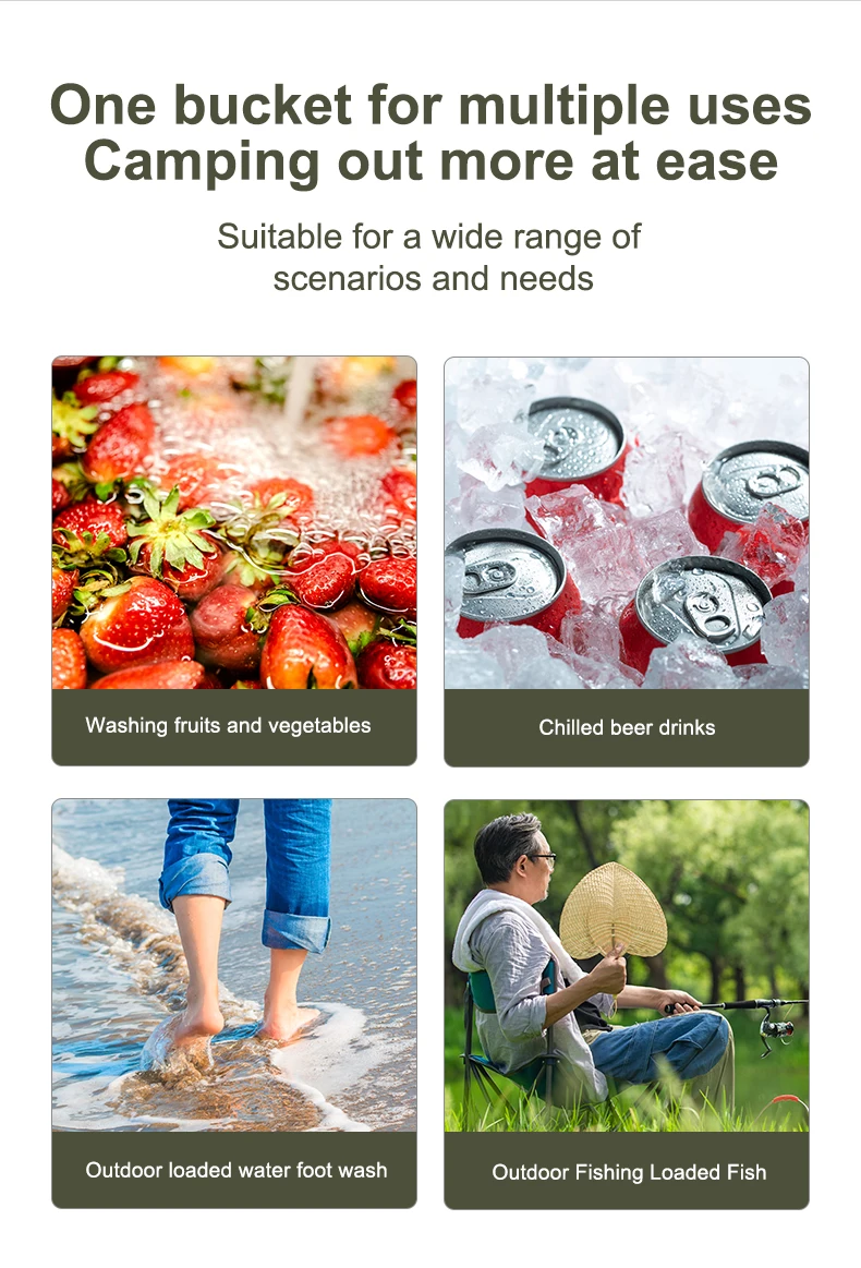 Camping Accessories Wholesale Waterproof Travel Camping Beach PVC Folding Bucket Multifunctional Collapsible Bucket