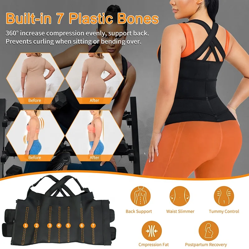 Women Zipper Fajas Colombianas Shaper Tank Top Neoprene Waist Trainer Shaper Vest Waist Trainer