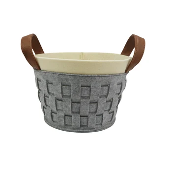 Colorful Felt large Capacity Thick Sturdy Felt Storage Basket non-woven Fabric Storage Box With Handle felt Woven Basket