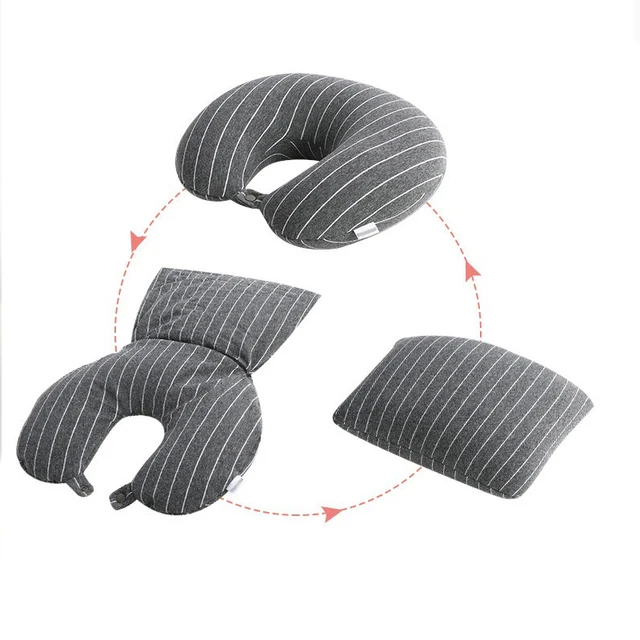 Hot Sale Custom Striped 2 in 1 Portable Outdoor Microbead U-shaped Pillow Accessories for Travel