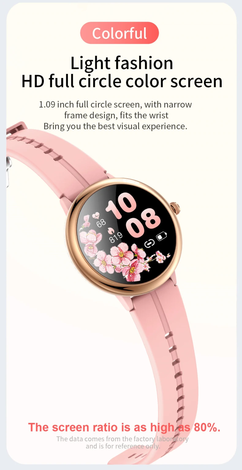 2022 New Arrivals R8 1.1 Inch Ladies Smart Watch Women with Round Screen Heart Rate Blood Pressure Female Physiological Reminder Smartwatch (3).jpg