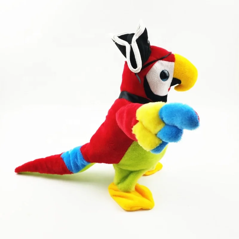 Popular Plush Recording and Repeating Parrot Electric Talking Parrot Toy Bird with Sea Robber Costume