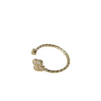 New gold plated micro pave CZ 4 leaf clover knuckle ring finger jewelry ring