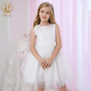 Nimble Hot Selling Kids Clothing Baby Clothes Flower Girls Cute Handmade Flowers Sleeveless Girl Party Dress