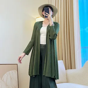 Miyake Pleated 2026 New Autumn Large Size Long Casual Coat Design Niche Elegant High-end Coat for Women