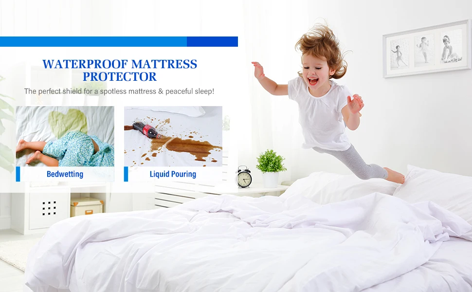 Kids Mattress Cover Breathable Winter Kids Bed Covers Terry Cotton Fabric Waterproof Mattress