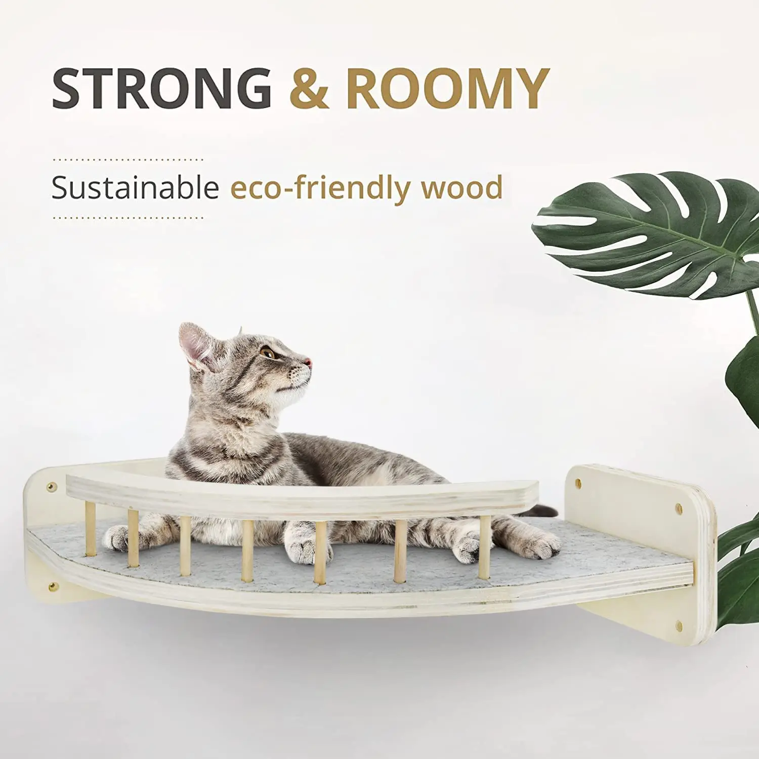 Modern Cat Hammock Wall Wooden Shelves Mounted Climb Track And Perches