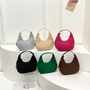 Top Sale Special Design Fashion Felt Solid Color Underarm Mini Colorful Women's Shoulder Bag Pouch