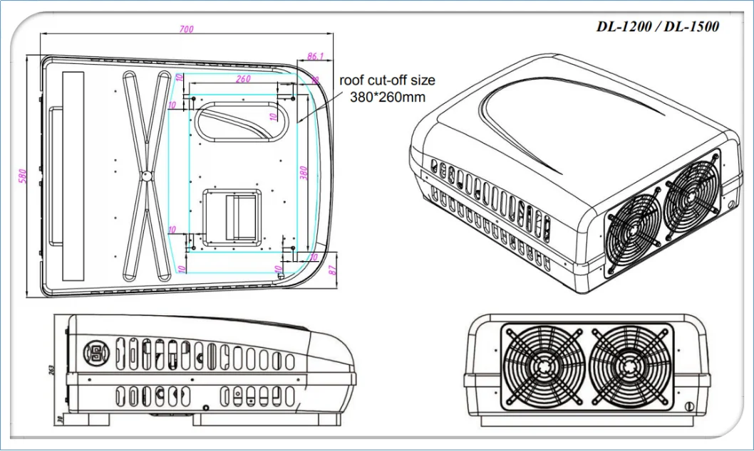 12vdc 24vdc Rooftop Electric Air Conditioner System For Truck Tractor