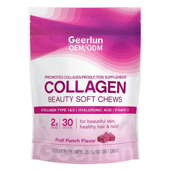 Best Selling Collagen Soft Chews Vitamin C Supplements Hyaluronic Acid Improve Skin Elasticity Collagen Chews Candy