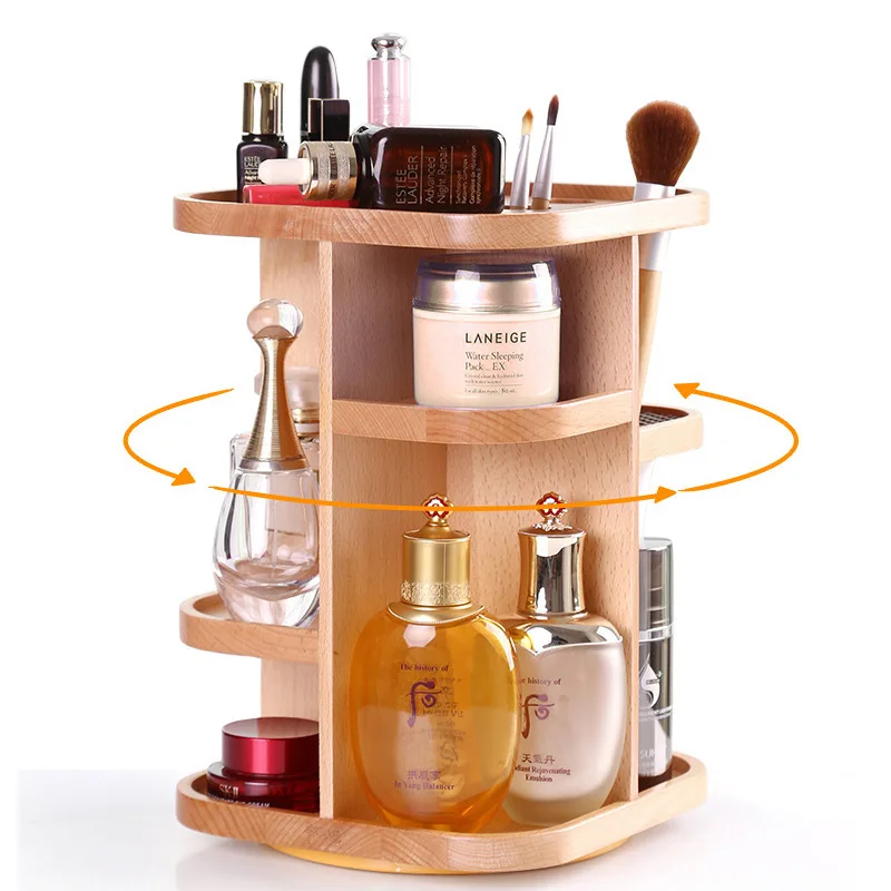 Wooden Makeup Organizer With Drawers, Large Cosmetic Storage Box