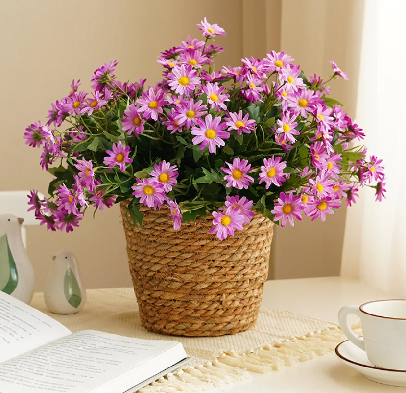 Hot Sale High Quality Artificial Silk Flowers Colorful Daisy Bouquet