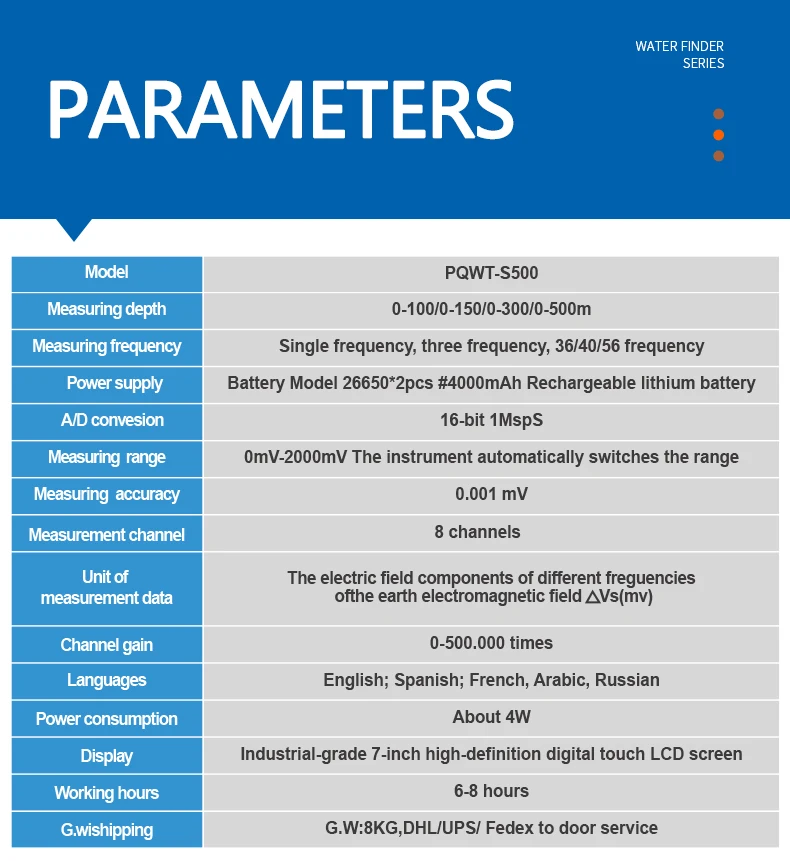 PQWT S500 Water Detector with Multi-Frequency High Accuracy Portable Underground Water Detection