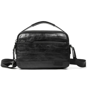 Retro Simple Style Men's Crossbody Bag Leather Shoulder Bag Large Capacity Travel Portable Handheld Mini Computer Backpack