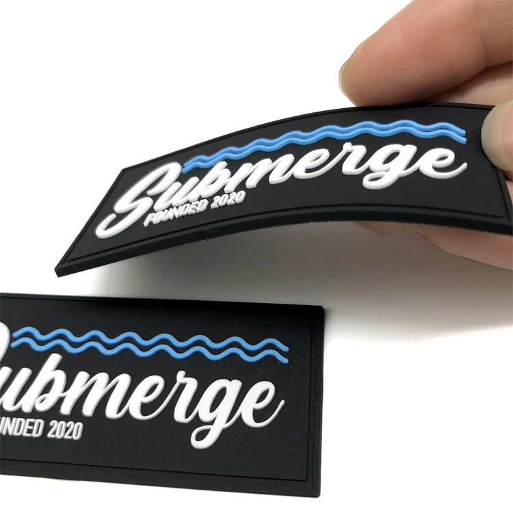 High Quality Custom Pvc Garment Soft Rubber Patch  Black Pvc Rubber Patch Embossed Logo