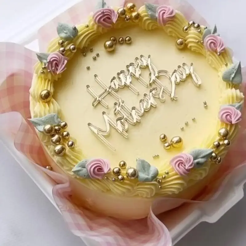 3-teiliges Acryl-Kuchen-Deko-Set "Happy Mother's Day" – Goldene Aufsteller Für Muttertagskuchen & Feiern