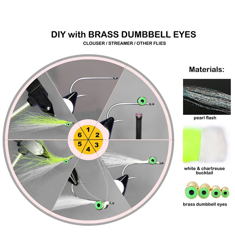 Lure Making Materials Realistic Fishing Weighted Eye Alloy Tungsten Fly