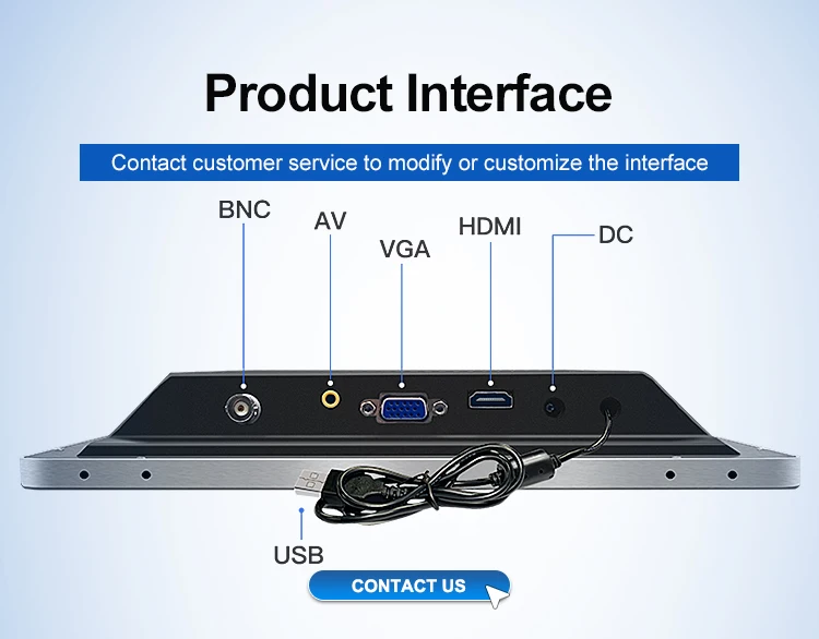 Industrial 10/10.1" IPS LCD Monitor Panel PC IP65 Waterproof Fanless BNC/VGA Input Aluminum Frame Wall-Mounted Embedded Stock