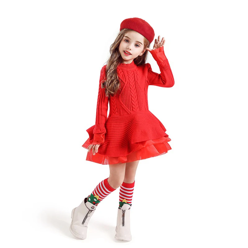 Vestido De Punto Para Niña Coreana, Falda De Punto De Princesa