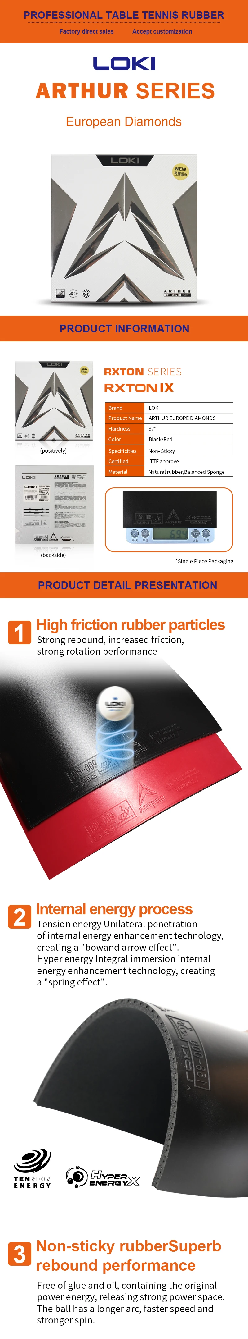 Loki Hot Sale Ittf Approve Battle Table Tennis Rubber Great Speed Spin