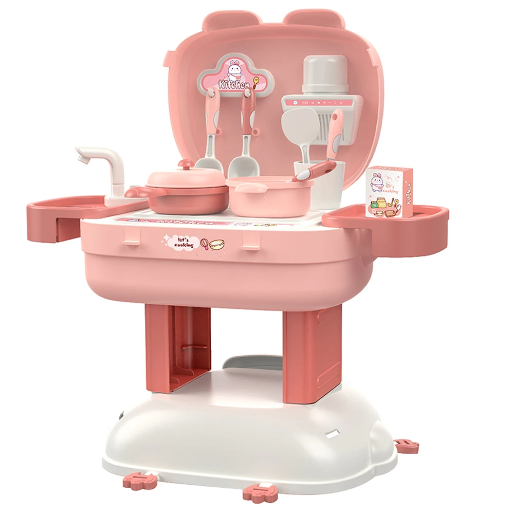 Новое поступление, 3 в 1, пластиковый рюкзак для ролевых игр, портативные наборы для выпечки, для девочек, кухонь, игрушечный набор, рюкзак, чемодан для детей