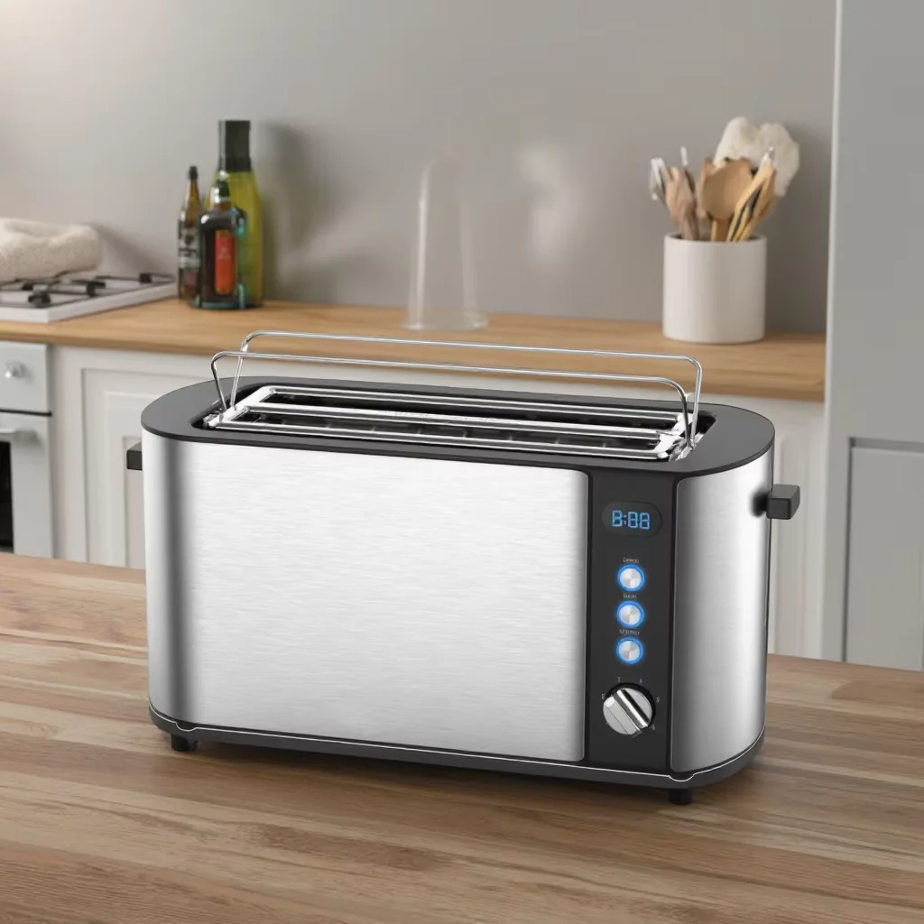 Vertical Unique Design Long Two Slice Custom Cereal Toaster with Timer Vintage Toaster with Stainless Steel Grill