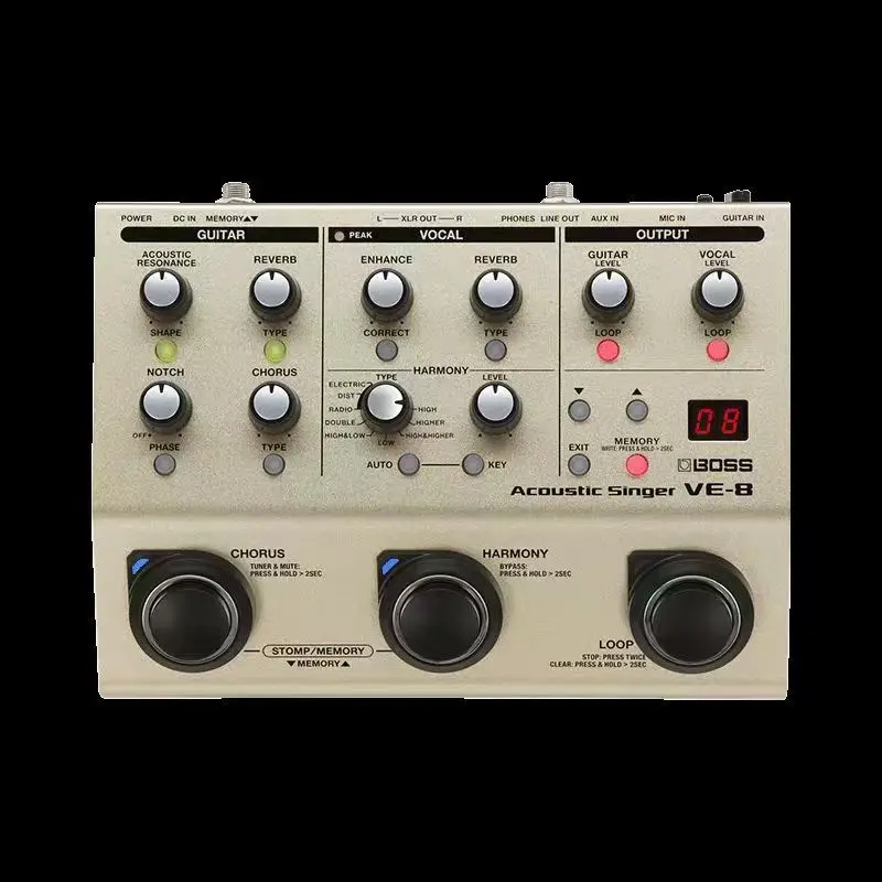 Boss VE-8 Folk Electric Guitar Effect Pedal Acoustic Melody