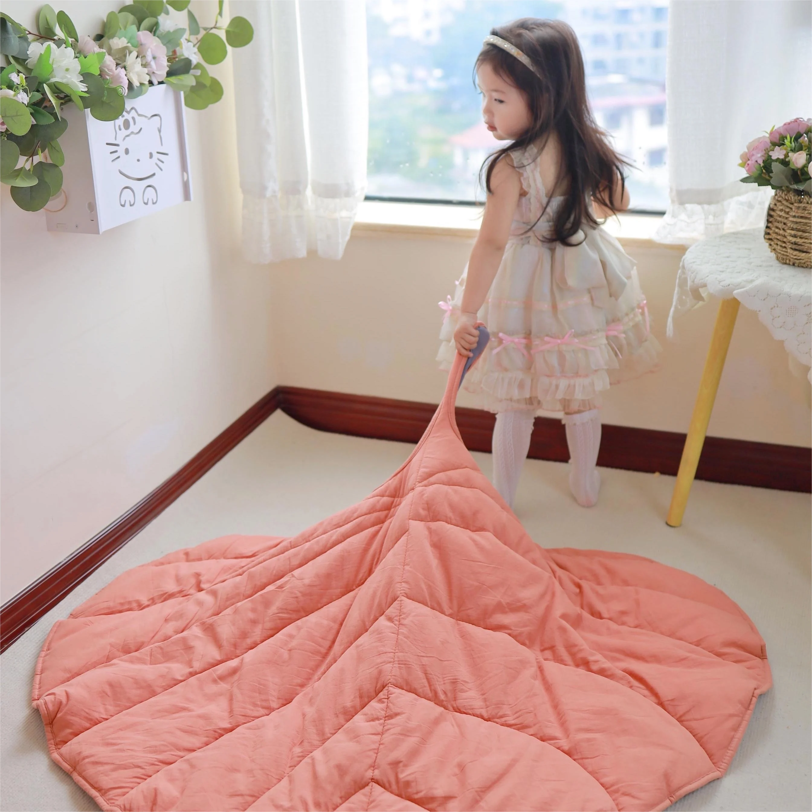 Складной детский игровой коврик в форме листа, хлопковый коврик для ползания, коврик для ползания, подушка, Спортивная игрушка, детский игровой коврик