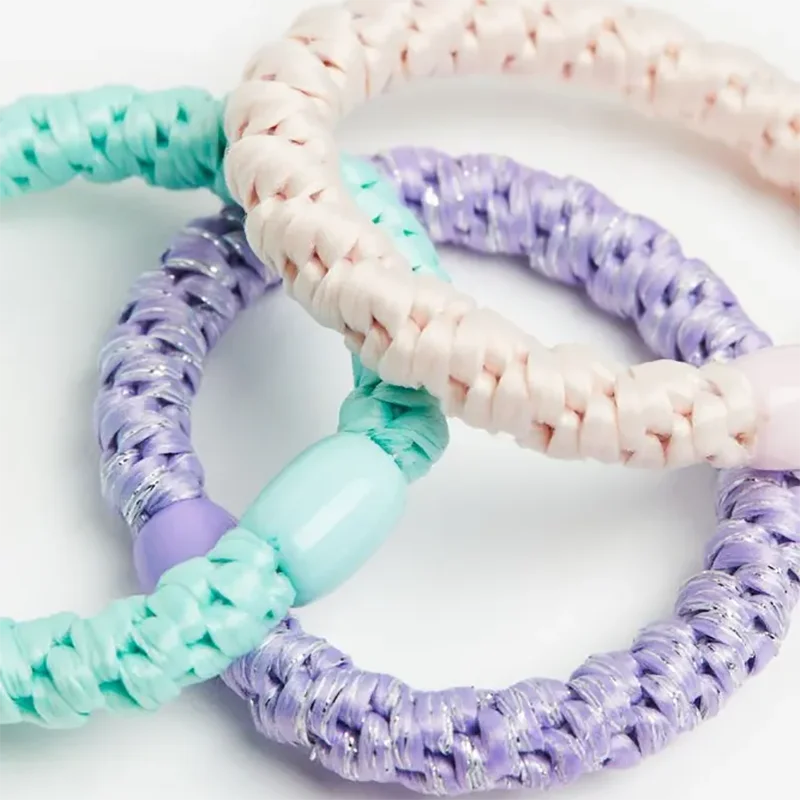 Mesh Widened Thickened Woven High Elastic Tie Colored Nylon Bands Hair Ties