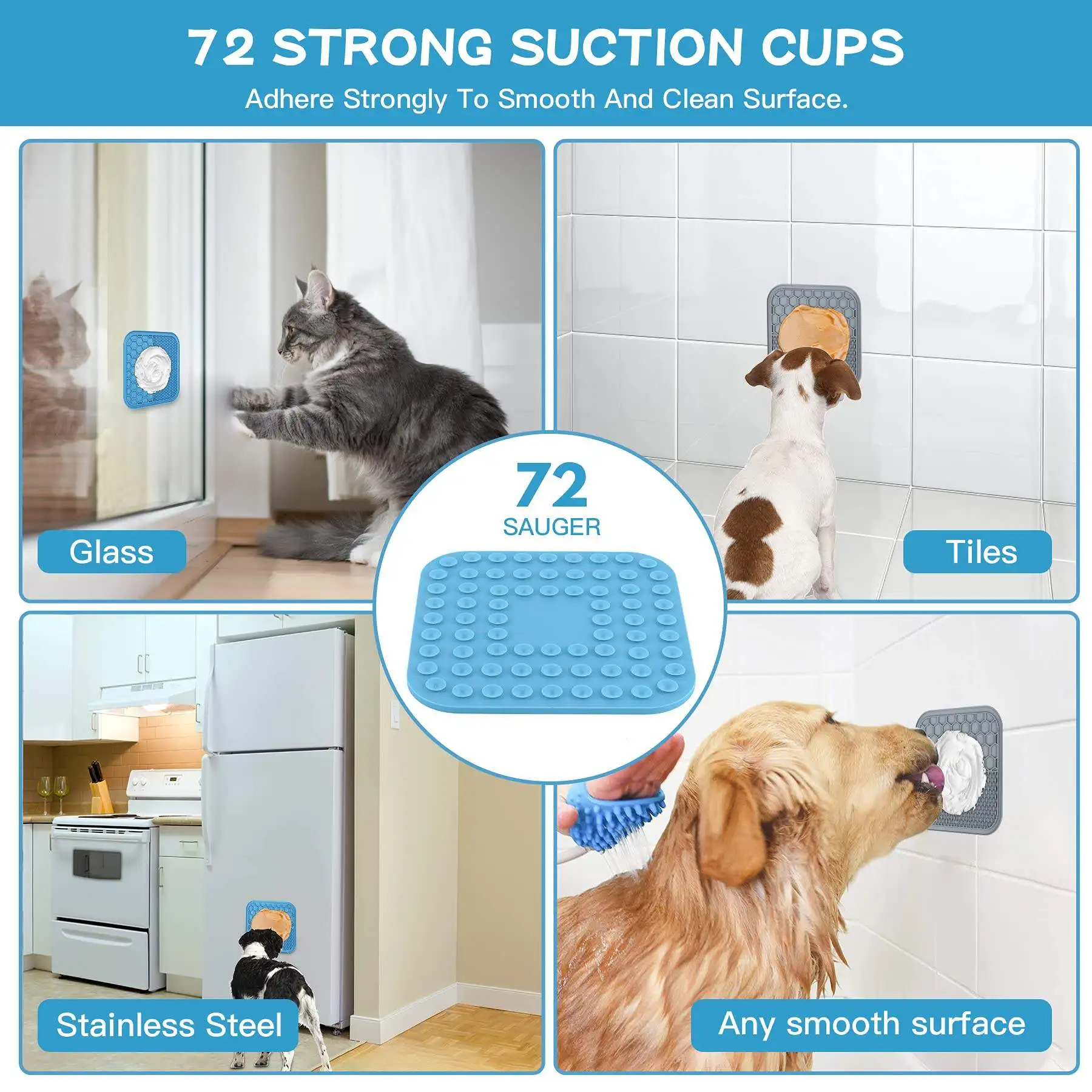 Nonslip Custom Logo Silicone Pet Dog Lick Mat With Suction Cup