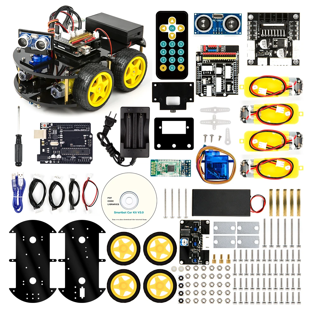 Smartbot Car Kit With Four-wheel Drives Intelligent And Educational Toy 