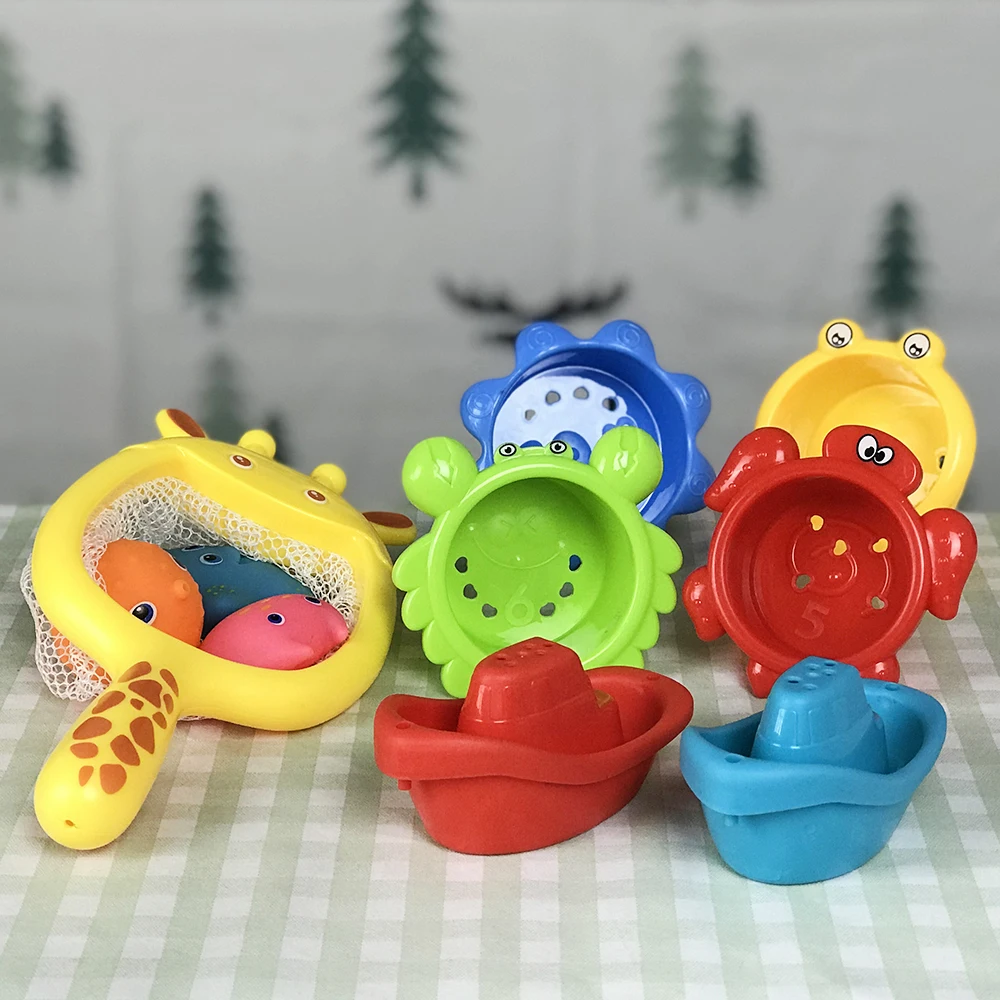 Развивающая резиновая рыболовная сеть для детей, органайзер для раннего развития морских животных, черепахи, Кита, краба, жирафа, игрушки для ванной комнаты и душа