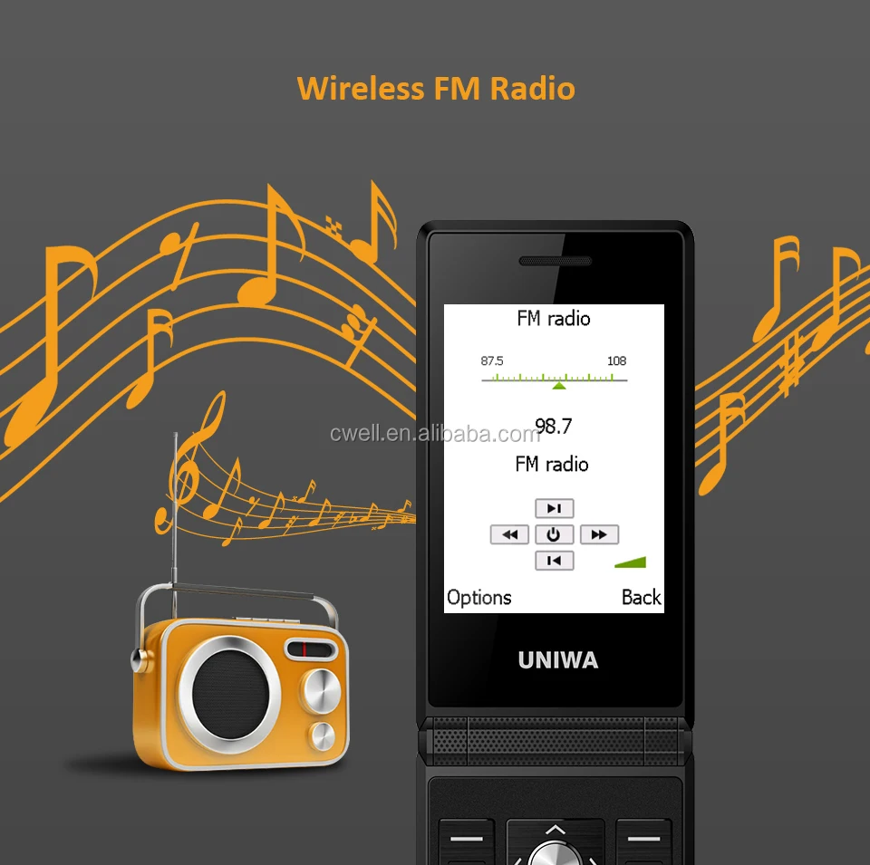 UNIWA X28 Dual Screen SOS Flip Phone with 1200mah Battery